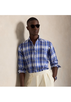 Classic Fit Plaid Linen Shirt