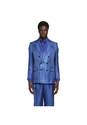 Silk Hopsack Double-Breasted Blazer