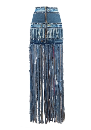 BOYEDOE Odeneho Fringe Denim Skirt - Moda Operandi