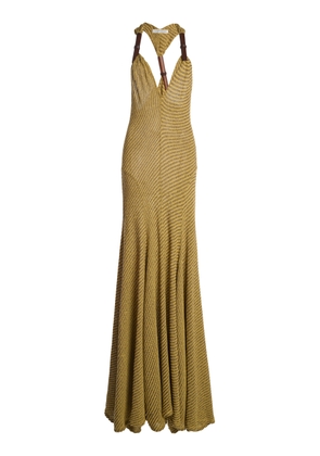 Christopher Esber Chime Wood-Detailed Chevron-Knit Maxi Dress - Moda Operandi