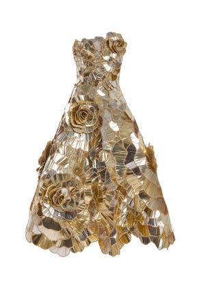 Oscar de la Renta Sequined Geometric Floral Cocktail Midi Dress - Moda Operandi