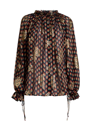 Etro Ruffled Metallic Silk Shirt - Moda Operandi