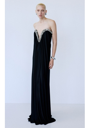 The New Arrivals Ilkyaz Ozel Olivienne Embellished Draped Evening Gown - Moda Operandi