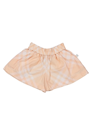 Burberry Girls Peach Cotton Check Shorts