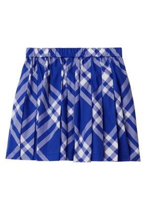 Burberry Kids Camila Check Pleated Cotton Skirt
