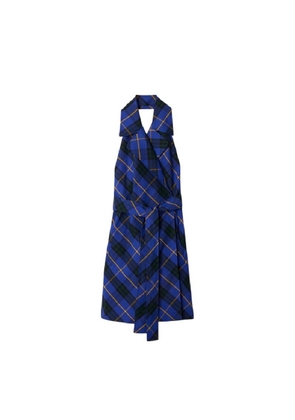Burberry Check Pattern Linen Halter Dress