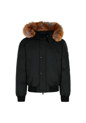 Burberry Faux Fur Trim Hooded Bomber Jacket