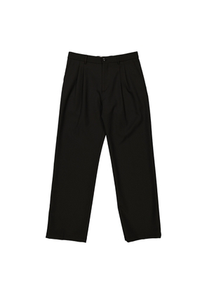 Burberry Mens Black Wide Leg Wool Twill Trousers