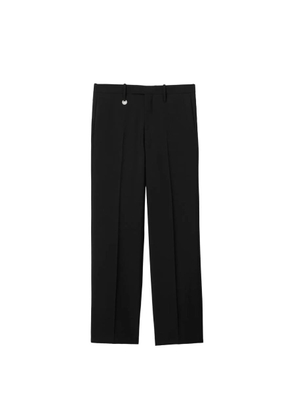 Burberry Mens Black Straight-Leg Wool Trousers