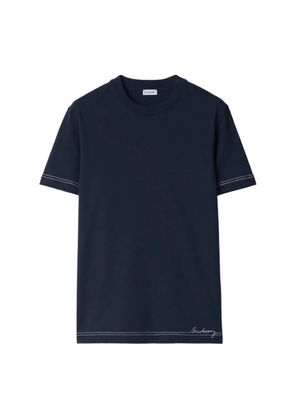 Burberry Logo Embroidered Cotton T Shirt