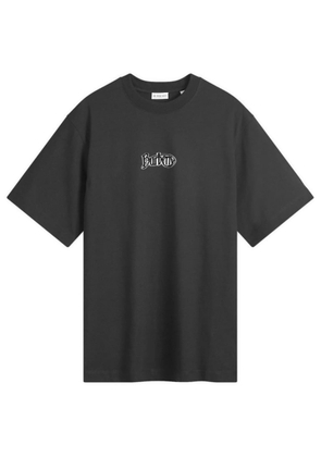 Burberry Mens Coal Flocked-Logo T-Shirt