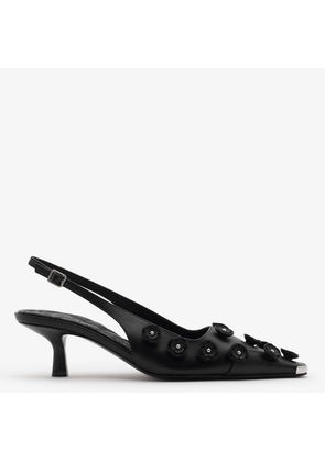 Burberry Flora Leather Chisel Slingback Pumps