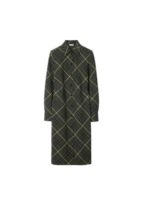Burberry Womens Check Wool Blend Shirt Dress