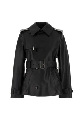 Burberry Belted Leather Trench Jacket
