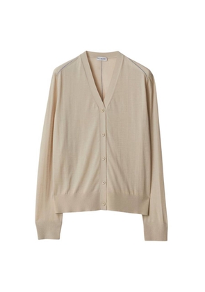 Burberry V-Neck Wool Knit Cardigan