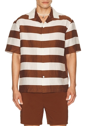 Cult Gaia Leonardo Top in Large Saddle Stripe - Brown,Cream. Size L (also in S, M, XL/1X).
