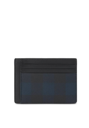 Burberry Navy Mens Check-Pattern Clip Card Holder