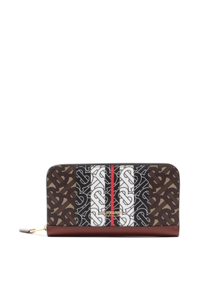 Burberry Elmore Bridle Brown Monogram E-Canvas Zipper Wallet