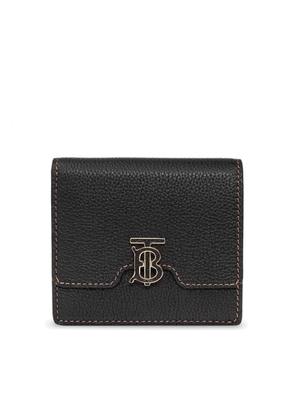 Burberry Ladies Black Grainy Leather TB Folding Wallet