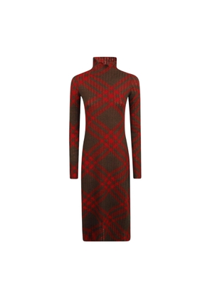 Burberry Long Sleeve Checkered Wool Blend Shift Dress, Size Small