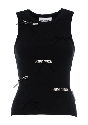 DES_PHEMMES Bow-Embellished Classic Cotton Tank Top - Moda Operandi