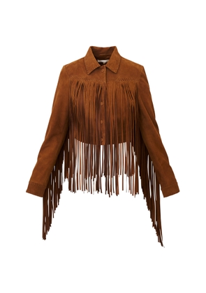 LoveShackFancy Maelis Fringed Leather Jacket - Moda Operandi