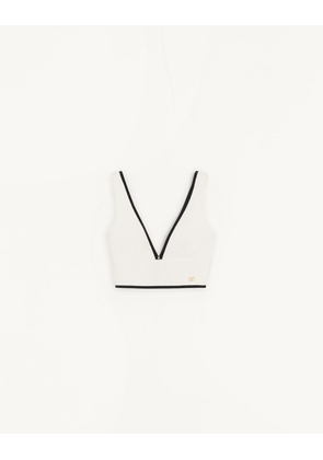 Valentino Canestrello Cotton Tweed Top Woman LATTE/BLACK 36