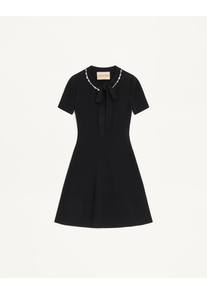 Valentino Embroidered Knit Dress Woman BLACK XS