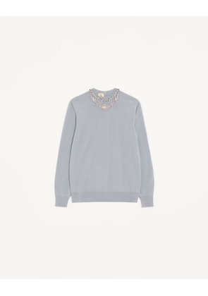 Valentino EMBROIDERED WOOL JUMPER Woman GREY L