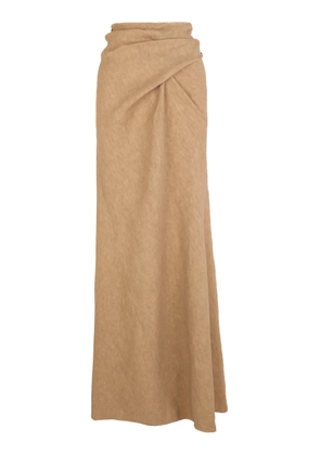 Cortana Odel Cross-Front Linen-Blend Maxi Skirt - Moda Operandi