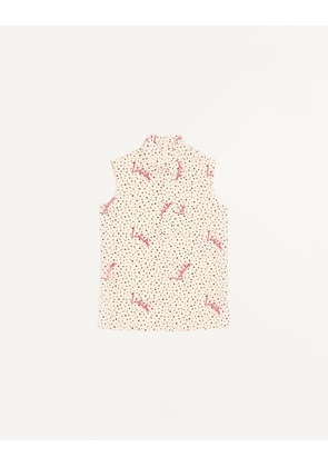 Valentino Plus De Pois Crepe de Chine Bubble Top Woman VANILLA/MULTICOLOUR 36