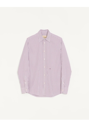 Valentino Valentino cotton poplin shirt with striped VLogo embroidery Man BUTTER/MAROON 38