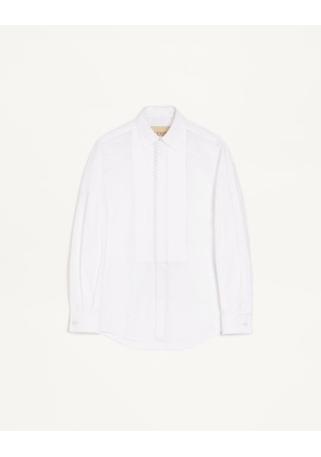 Valentino Valentino cotton poplin shirt with pleated plastron and lace details Man WHITE 38