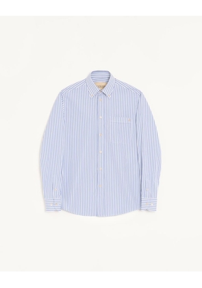 Valentino Valentino cotton poplin shirt with VGold stripes Man IVORY/BLUE 38