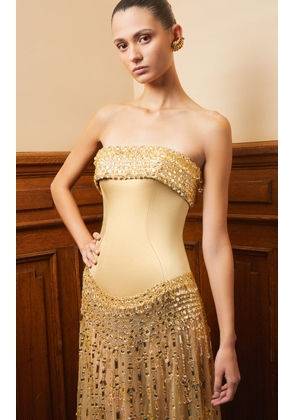 Georges Hobeika Beaded Satin Evening Gown - Moda Operandi