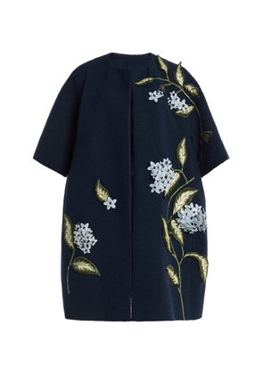 Oscar de la Renta Porcelain Flowers Embroidered Tweed Coat - Moda Operandi