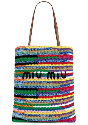 Miu Miu Cotone Crochet Tote Bag in Multicolor - Green,Yellow. Size all.