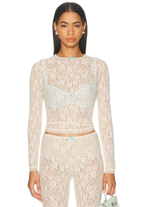 Sandy Liang Scoby Top in Ivory - Ivory. Size M (also in S, XS).