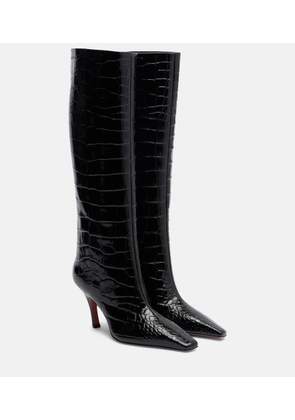 Amina Muaddi Mona croc-effect leather knee-high boots