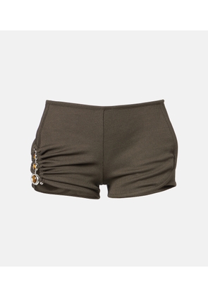 Christopher Esber Droplet Crystal embellished ruched shorts