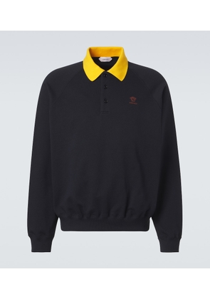 Versace Embroidered cotton jersey polo sweatshirt