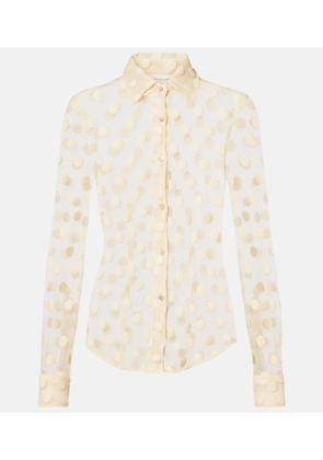 Dries Van Noten Polka-dot cotton-blend mesh shirt