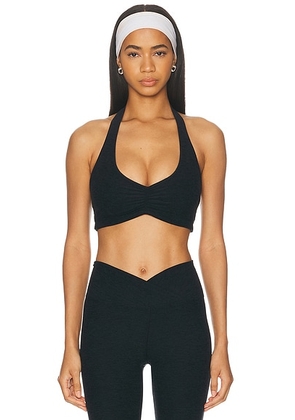 YEAR OF OURS Stretch Halter Bra in Heather Black - Charcoal. Size L (also in XS).