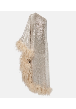 Taller Marmo Ubud feather-trimmed sequined gown