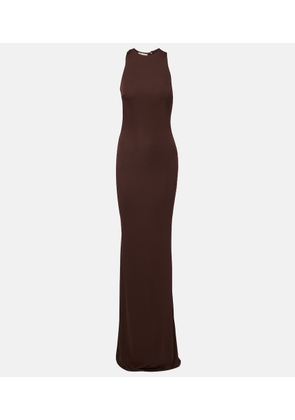 De La Vali Maha beaded open-back jersey gown