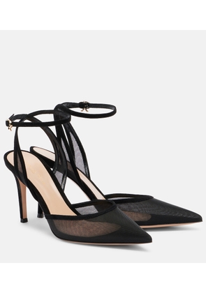 Gianvito Rossi Dorotea suede-trimmed slingback pumps