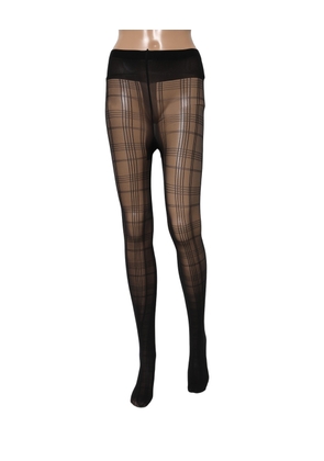 Dolce & Gabbana Black Nylon Tartan Pattern Tights Stockings Socks - M