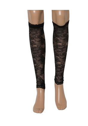 Dolce & Gabbana Black Floral Lace Nylon Stretch Knee Socks - M