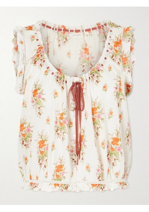 DÔEN - Traveler Embroidered Floral-print Organic Cotton Blouse - White - x small,small,medium,large,x large