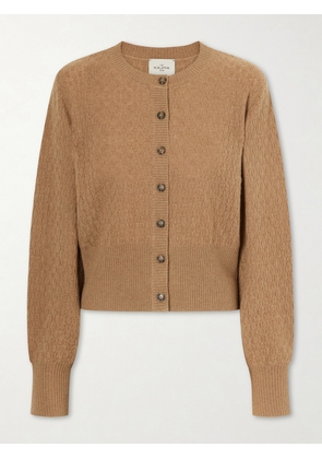Le Kasha - Gaya Pointelle Knit Cashmere Cardigan - Brown - small,medium